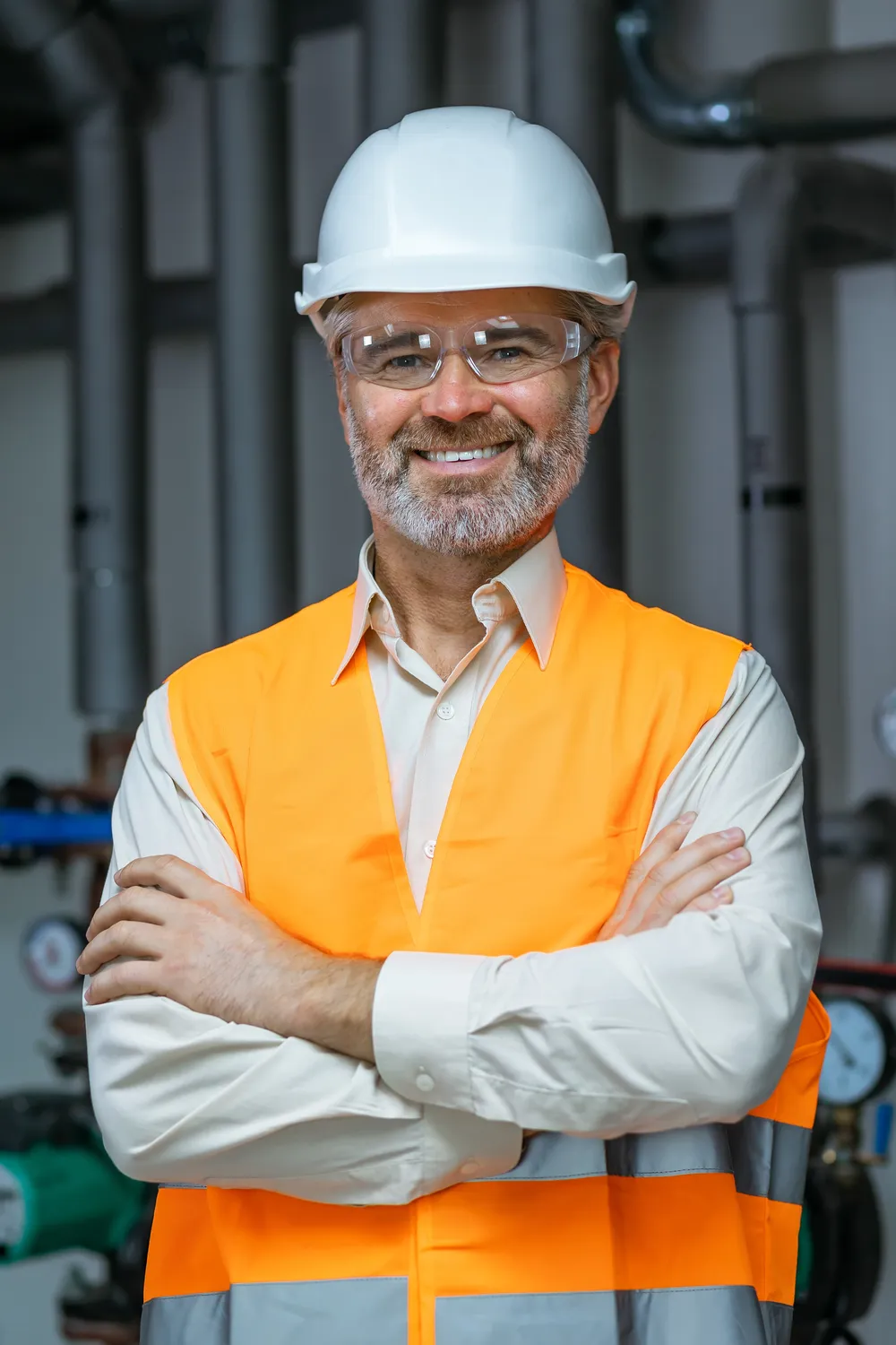 Expert portant un casque de chantier