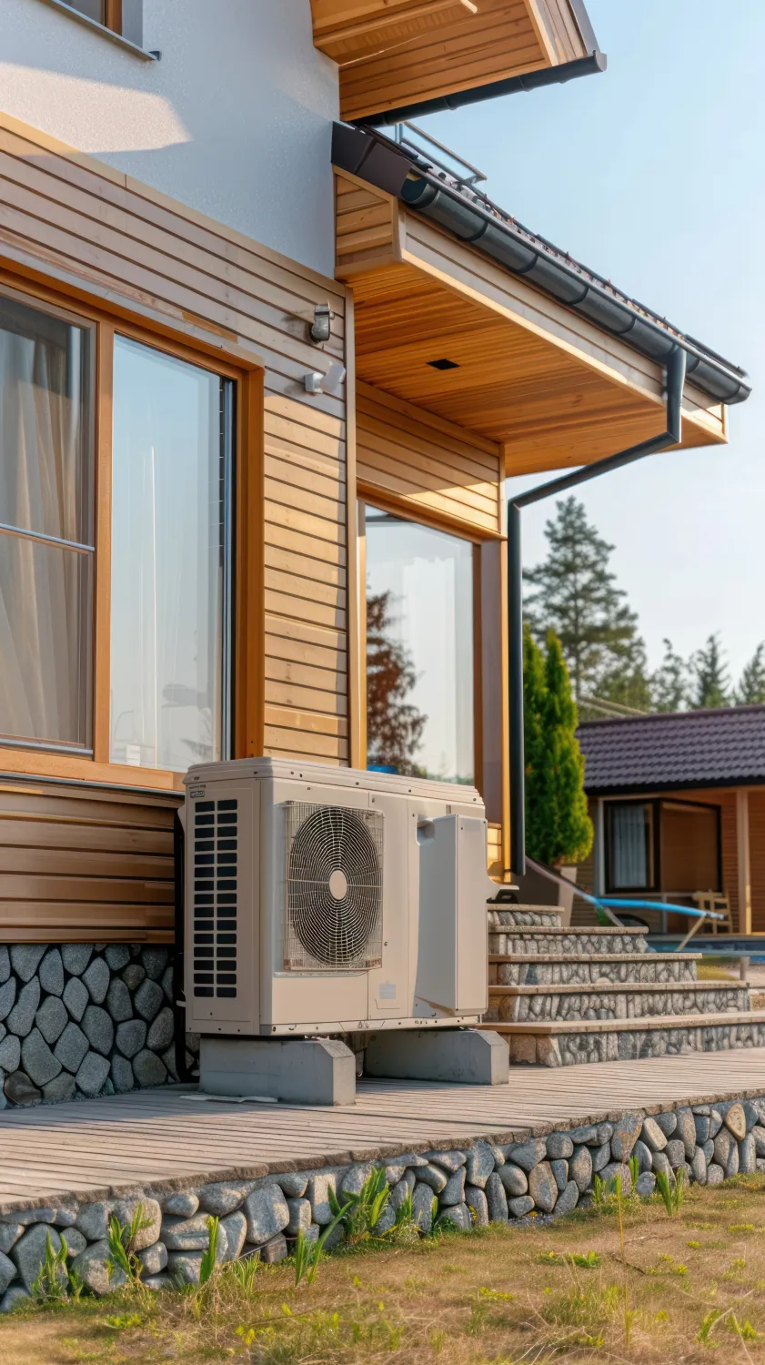 Pompe à chaleur disposée sur une terrasse